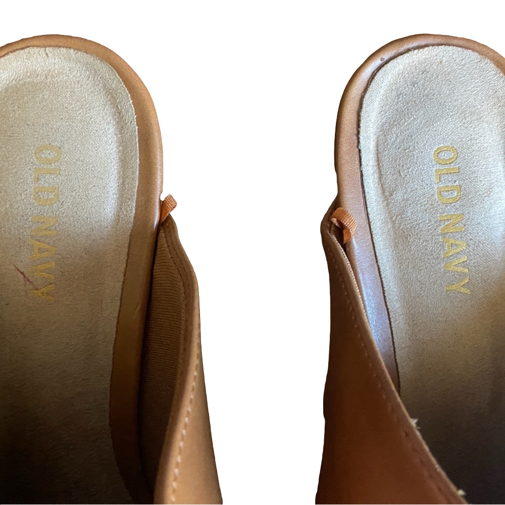 Old Navy Cognac Faux Leather Pointed Toe Mule Clogs, Size 7.5 - Picture 4 of 7